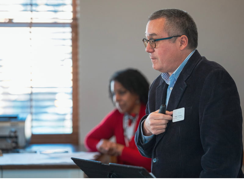 Safe Haven's Tony giving a presentation